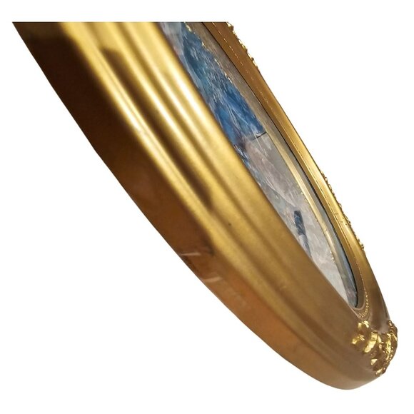 Victorian Style Oval Framed Floral Garden Scene Print With Gold Ornate Frame - Picture 11 of 11